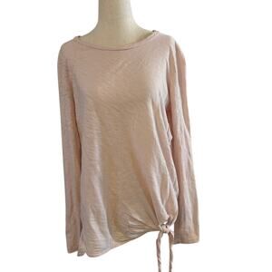 Dylan Pink Women's Top Small Long Sleeve 100% Cotton Tie Front Casual